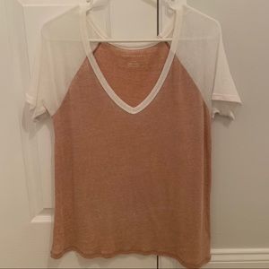 peach and white tee